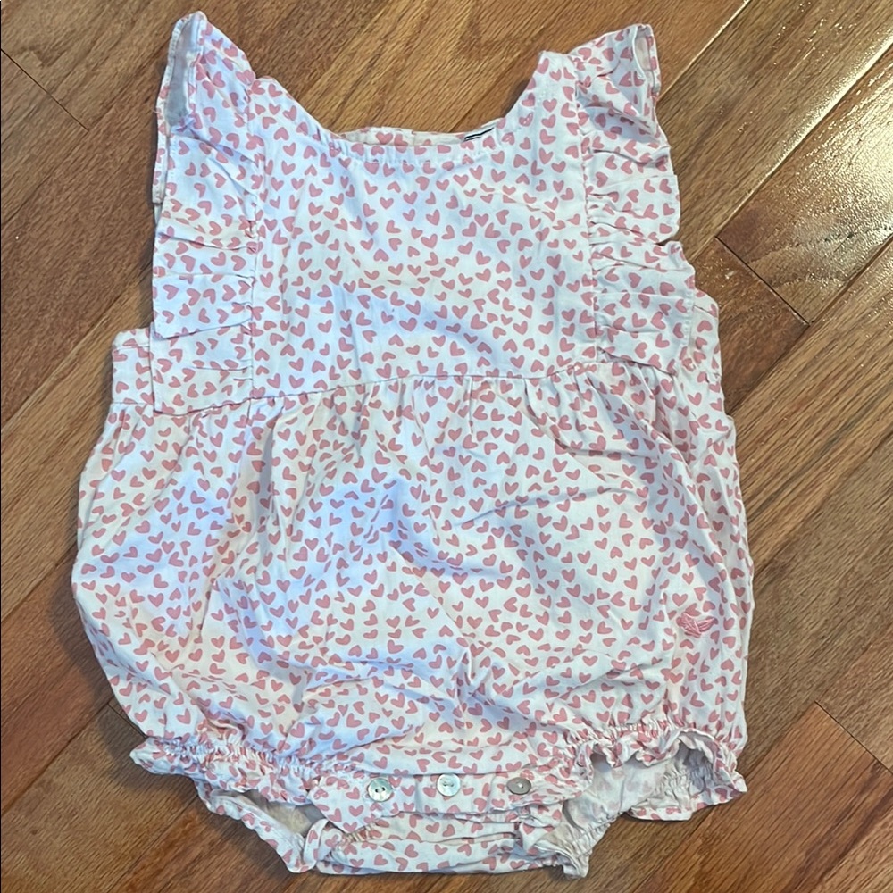 Heart Pattern Petite Plume Baby Girl Ruffles Romper 6/12 Months